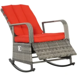 Outsunny Outdoor Rattan Wicker Rocking Chair Patio Recliner With Soft Cushion, Adjustable Footrest, Max. 135 Degree Backrest -Outsunny GUEST 2769abf9 1518 4d8b 8a7e 1201eadbd6a1