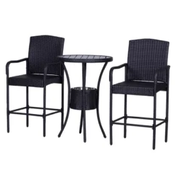 Outsunny Rattan Wicker Bar Set For 3 PCS With Ice Buckets, Patio Furniture With 1 Bar Table And 2 Bar Stools For Poolside, Backyard, Porches -Outsunny GUEST 2915479e e2dd 4170 bf60 f36368ad7b47