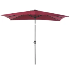 Outsunny 9' X 7' Patio Umbrella Outdoor Table Market Umbrella With Crank, Solar LED Lights, 45° Tilt, Push-Button Operation, For Deck, Backyard, Pool And Lawn -Outsunny GUEST 2b0e8965 132a 4115 8b04 462bca7bff53
