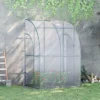 Outsunny 5' X 4' X 7' Lean-to Greenhouse, Walk-in Wall Mounted Hot House & Plant Nursery With 2 Zippered Roll Up Doors, Sloping PVC Cover, Green