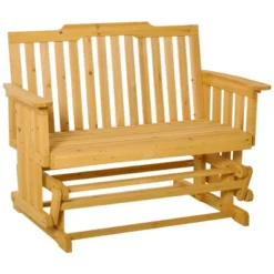 Outsunny Wooden Patio Glider Bench, Wood Outdoor Loveseat With High Back And Armrests, 2-Seat -Outsunny GUEST 2c6239e9 4a07 4ce5 baac 459616b4bc09