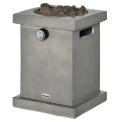 Outsunny Portable Outdoor Propane Fire Pit, Small Tabletop Fireplace, 10 Inch Square Gas Firebowl, 10,000 BTU, W/ Lava Rocks For Patio, Light Gray -Outsunny GUEST 2d6499f3 7dbd 4232 9033 17cc9aa940c5