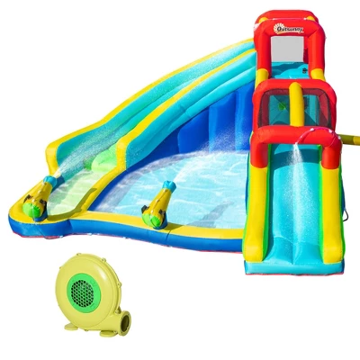 Outsunny 5-in-1 Inflatable Water Slide Kids Bounce House Water Park Includes Trampoline Slide Water Pool Cannon Climbing Wall With Carry Bag 3 Outsunny 5-in-1 Inflatable Water Slide Kids Bounce House Water Park Includes Trampoline Slide Water Pool Cannon Climbing Wall With Carry Bag - Image 3