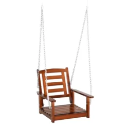 Outsunny Hanging Porch Swing Outdoor Patio Swing Chair With Pine Wood Frame And Wide Backrest For Patio And Yard -Outsunny GUEST 2dd265c3 28ea 44c3 8b3d ebbfb35db3e1