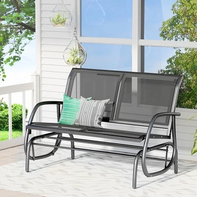 Outsunny 2-Person Outdoor Glider Bench Patio Double Swing Rocking Chair Loveseat W/Power Coated Steel Frame For Backyard Garden Porch 2 Outsunny 2-Person Outdoor Glider Bench Patio Double Swing Rocking Chair Loveseat W/Power Coated Steel Frame For Backyard Garden Porch - Image 2