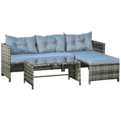 Outsunny 3-Piece Wicker Patio Furniture Sets, Rattan Conversation Sets, Sectional Sofa Set With Cushioned Lounge Chaise For Garden Poolside Or Porch Lounging -Outsunny GUEST 2ee5d22b 0670 4f31 b6e5 4dc484543280