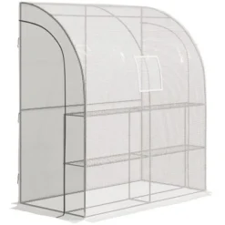Outsunny 7' X 3' X 7' Outdoor Walk-In Greenhouse, Plant Nursery With Roll-up Windows, PE Cover, And 3 Wire Shelves -Outsunny GUEST 2fbe0a32 0494 49f1 bb59 22a15e551741