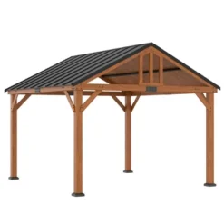 Outsunny 12' X 11' Hardtop Gazebo Canopy With Solid Wooden Frame And Waterproof Asphalt Roof, For Patio, Backyard, Deck, Porch, Brown -Outsunny GUEST 303a93ea 173f 4863 944a 509304a60ab7