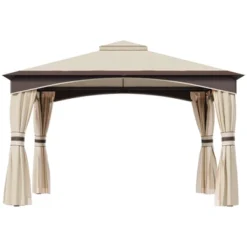Outsunny Outdoor Gazebo With Mesh Netting Sidewalls For Shade And Rain, Patio Gazebo Canopy With 2-Tier Soft Top Roof And Steel Frame For Lawn, Garden, Backyard And Deck -Outsunny GUEST 3138c16a ff5f 463d 9614 27633a615c7d