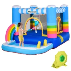 Outsunny Inflatable Bounce House For Kids 2-in-1 Jumping Castle With Trampoline, Pool, Carry Bag & Air Blower -Outsunny GUEST 316014a6 1fdd 4946 a046 8f6db111fc3b