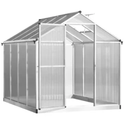 Outsunny Walk-In Polycarbonate Greenhouse With Roof Vent For Ventilation & Rain Gutter, Hobby Greenhouse For Winter -Outsunny GUEST 31b00112 4e3a 45b7 9eaa 83a76174a9fc