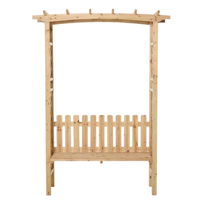 Outsunny Wooden Trellis Arbor Arch For Climbing Plants With Garden Bench, Grow Grapes & Vines, Patio Decor & 2-Person Seating, Natural 5 Outsunny Wooden Trellis Arbor Arch For Climbing Plants With Garden Bench, Grow Grapes & Vines, Patio Decor & 2-Person Seating, Natural - Image 5
