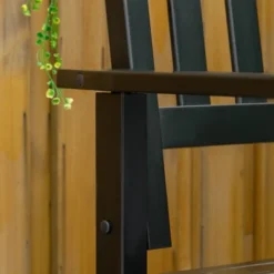 Outsunny Outdoor Wooden Storage Bench Deck Box, Wood Patio Furniture, 43 Gallon Pool Storage Bin Container With Cloth, Backrest, Armrests, Star, Black -Outsunny GUEST 3321c8d8 8202 4cfc a9c5 47139d9868cb