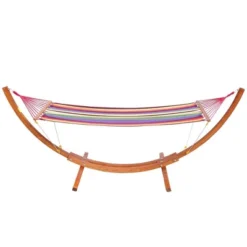 Outsunny 10' Hammock With Wood Stand, Rainbow Bed, Heavy Duty Roman Arc Hammock For Single Person For Patio Backyard Balcony Porch -Outsunny GUEST 33b187b4 8e1d 46e3 850b 3bd1d18aedf2