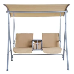 Outsunny 2 Person Porch Covered Swing Outdoor With Canopy, Table And Storage Console -Outsunny GUEST 33c83edc 1917 4ddd 9320 02d8be953981