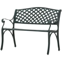 Outsunny Cast Aluminium Garden Bench 2 Seater Antique Loveseat For Outdoor Patio Porch Park, Verdigris -Outsunny GUEST 33da9241 0c2a 45b0 be74 f9beca762648
