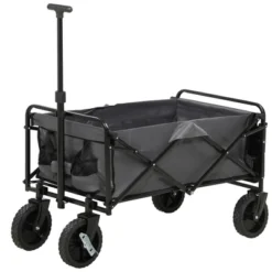Outsunny Collapsible Wagon, Graden Carts With Wheels, Adjustable Handle, Folding Table And Cup Holders, Dark Gray -Outsunny GUEST 3538daae 529d 4ca8 a508 34b0d89729b0
