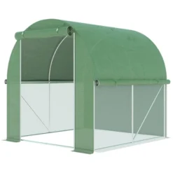 Outsunny 6' X 6' X 6' Tunnel Greenhouse Outdoor Walk-In Hot House With Roll-up Plastic Cover And Zippered Door, Steel Frame, Green -Outsunny GUEST 3552b7e7 00ca 4e0a b9ce 7ca993bd5ed3