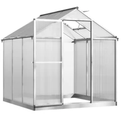 Outsunny Walk-In Polycarbonate Greenhouse With Roof Vent For Ventilation & Rain Gutter, Hobby Greenhouse For Winter -Outsunny GUEST 361c5741 b56e 4af1 921a 9510c5b06da6