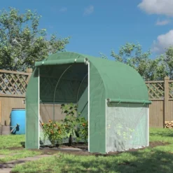 Outsunny 6' X 6' X 6' Tunnel Greenhouse Outdoor Walk-In Hot House With Roll-up Plastic Cover And Zippered Door, Steel Frame, Green -Outsunny GUEST 367a7bee 73ad 460b a68c 9c8b6310b989
