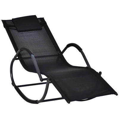 Outsunny Rocking Chair, Zero Gravity Patio Chaise Sun Lounger, Outdoor Rocker, Glider Lounge Chair, UV Water Resistant With Pillow, For Lawn, Garden Or Pool 8 Outsunny Rocking Chair, Zero Gravity Patio Chaise Sun Lounger, Outdoor Rocker, Glider Lounge Chair, UV Water Resistant With Pillow, For Lawn, Garden Or Pool - Image 8