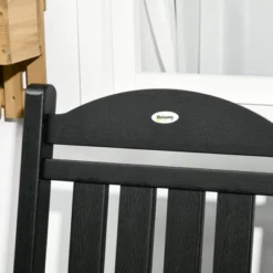 Outsunny 2 Pc Outdoor Rocking Chair, Traditional Slatted Porch Rocker With Armrests, Waterproof HDPE, Black -Outsunny GUEST 36c4d489 91f7 42fa 85f4 46187a0fc878 1