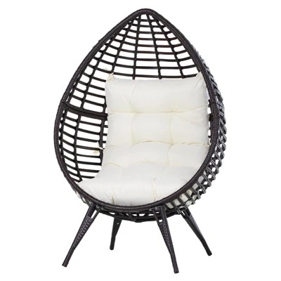 Outsunny Patio Wicker Lounge Chair With Soft Cushion, Outdoor/Indoor PE Rattan Egg Teardrop Cuddle Chair With Height Adjustable Knob For Backyard Garden Lawn Living Room 8 Outsunny Patio Wicker Lounge Chair With Soft Cushion, Outdoor/Indoor PE Rattan Egg Teardrop Cuddle Chair With Height Adjustable Knob For Backyard Garden Lawn Living Room - Image 8