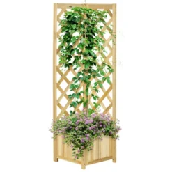 Outsunny Rustic Corner Planter With Trellis, Wooden Raised Garden Boxes Flower Bed For Backyard, Patio, Deck, Corner Use -Outsunny GUEST 38187718 1a9e 4851 b9c3 6d2d69ed8a3e