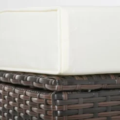 Outsunny 2 Pc 20" Outdoor PE Rattan Wicker Ottoman, Fade-Resistant Patio Footrest With Soft Cushion, Steel Frame, Brown, White -Outsunny GUEST 38fafbac ebb7 41dd 9d2d 7aacd5b4d89e