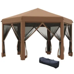 Outsunny 13' X 13' Heavy Duty Pop Up Canopy With Hexagonal Shape, 6 Mesh Sidewall Netting, 3-Level Adjustable Height And Strong Steel Frame -Outsunny GUEST 3a409cd0 1188 4450 94fd d13d096b8928