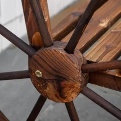 Outsunny Wooden Wagon Wheel Bench, 3-Person Rustic Slatted Seat, Outdoor Patio Furniture, Brown -Outsunny GUEST 3a8f5ac8 0c37 4553 98c9 c3359cab2328