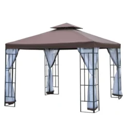 Outsunny 10'x10' Outdoor Gazebo, Double Tiered Canopy Tent With Mosquito Netting, And Steel Frame For Patio, Backyards And Parties, Coffee -Outsunny GUEST 3c75c45b 29ad 494d 9c3b 2796b77aced0