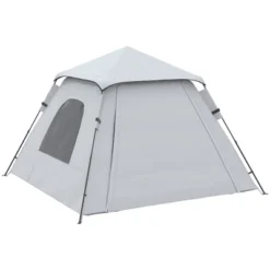 Outsunny 3-4 Person Pop Up Tent, Tents For Camping With Mesh Windows, Zipped Door, Floor, Hang Hook & Portable Carry Bag, Silver -Outsunny GUEST 3d286f66 a454 4236 8287 22b9f5249f13