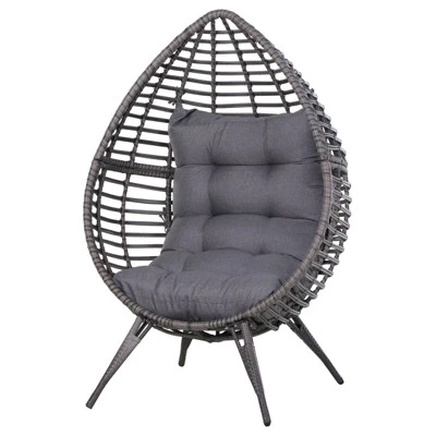 Outsunny Patio Wicker Lounge Chair With Soft Cushion, Outdoor/Indoor PE Rattan Egg Teardrop Cuddle Chair With Height Adjustable Knob For Backyard Garden Lawn Living Room 7 Outsunny Patio Wicker Lounge Chair With Soft Cushion, Outdoor/Indoor PE Rattan Egg Teardrop Cuddle Chair With Height Adjustable Knob For Backyard Garden Lawn Living Room - Image 7