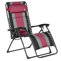 Outsunny XL Oversize Zero Gravity Recliner, Padded Patio Lounger Chair, Folding Chair With Adjustable Backrest, Cup Holder And Headrest For Backyard, Poolside, Lawn -Outsunny GUEST 3efa5b41 2aab 4d14 a450 ef0633542baf