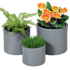 Outsunny 3-Pack Flower Pots, Stackable MgO Planters For Indoor And Outdoor Plants, Entryway, Patio, Yard, Garden Use -Outsunny GUEST 3f26c35e f855 4a71 a00b 6ac16cd5b187