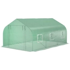 Outsunny 9.8' X 11.4' X 6.8' Outdoor Walk-In Tunnel Greenhouse Hot House With Roll-up Windows, Zippered Door, PE Cover, Green -Outsunny GUEST 40a2d219 2b87 45eb 8af8 262bf1bf9793