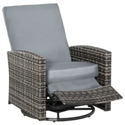 Outsunny Patio PE Rattan Wicker Recliner Chair With 360° Swivel, Soft Cushion, Lounge Chair For Patio, Garden, Backyard -Outsunny GUEST 41421518 a2ce 467a bf18 1f396af3b7e0