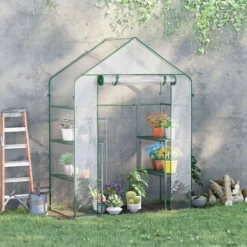 Outsunny 56" X 29" X 77" Mini Greenhouse, Walk-in Greenhouse, Garden Hot House With 4 Shelves, Roll-Up Door And Weatherized Cover, Deep Green -Outsunny GUEST 41737697 94e6 4d3c b7f1 b6e625b33d32
