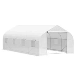 Outsunny 20' X 10' X 7' Tunnel Greenhouse Large Walk-In Warm House Deluxe High GardenHot House With 8 Roll Up Windows & Roll Up Door, Steel Frame -Outsunny GUEST 4195e5b5 4d1f 4ccd bf5a 81df8d14f38f