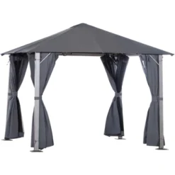Outsunny Patio Gazebo 10' X 10' Outdoor Soft Top Canopy Tent With Zippered Mesh Sidewalls, Privacy Curtains, Netting -Outsunny GUEST 41990f96 50f8 4ec4 9801 af151ae3a263