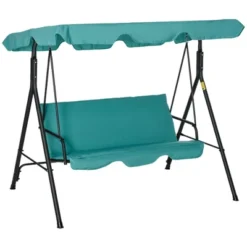 Outsunny 3-Person Porch Swing With Stand, Outdoor Swing For Patio Porch With Adjustable Tilt Canopy & Comfortable Swing Bench-Style Seat, Steel Frame -Outsunny GUEST 41d051a3 0a54 4c0a bec9 0bad39952059