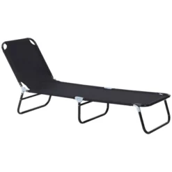 Outsunny Portable Outdoor Sun Lounger, Lightweight Folding Chaise Lounge Chair W/ 5-Position Adjustable Backrest For Beach, Poolside And Patio -Outsunny GUEST 42698056 0e3c 45e6 81c5 70215ad810e3