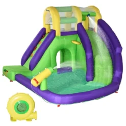 Outsunny 5-in-1 Inflatable Water Slide, Kids Castle Bounce House With Slide, Basket, Pool, Water Cannon, Includes Carry Bag, 680W Air Blower -Outsunny GUEST 4339c9ab 1a69 48fb a4f3 42063d579121