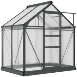 Outsunny Polycarbonate Greenhouse, Heavy Duty Outdoor Aluminum Walk-in Green House Kit With Vent & Door For Backyard Garden, Gray -Outsunny GUEST 43d979c8 f3c3 4a9a a8d8 765614850a3f