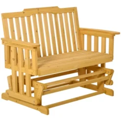 Outsunny Wooden Patio Glider Bench, Wood Outdoor Loveseat With High Back And Armrests, 2-Seat -Outsunny GUEST 449cfc58 e25a 49a3 9063 c59d369f340c