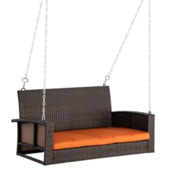 Outsunny 2-Person Wicker Hanging Porch Swing Bench Outdoor Chair With Cushions -Outsunny GUEST 4667f610 7b4a 4283 a14d ac5c9f337afc