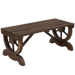 Outsunny 2-Person Garden Bench Outdoor Wagon Wheel Porch Bench For Backyard, Patio, Garden -Outsunny GUEST 4764b16a fd16 46fd bcb3 e63a689a6bce