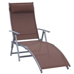 Outsunny Steel Fabric Outdoor Folding Chaise Lounge Chair Recliner With Portable Design & 7 Adjustable Backrest Positions -Outsunny GUEST 47e739c2 f2e0 43c5 9707 d4650f404f56