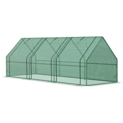 Outsunny 9' L X 3' W X 3' H Mini Greenhouse Portable Hot House With Large Zipper Doors & Water/UV PE Cover For Outdoor And Garden, Green -Outsunny GUEST 499c0337 e9c2 4b23 b47c 04c4ce4691b6